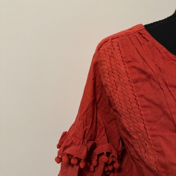 *HOUSE OF HARLOW 1960* Burnt Orange Long Sleeve Crop Top Size Small - Picture 3 of 7